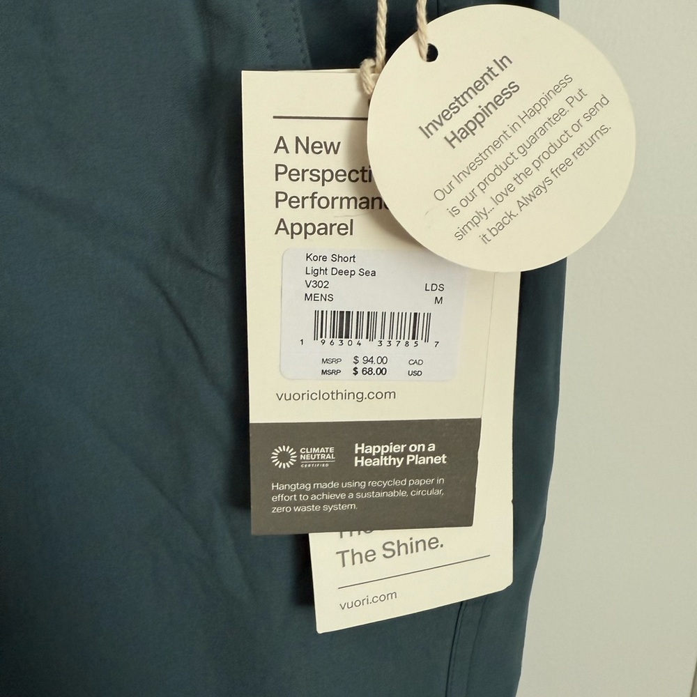 New Vuori Kore Lined Blue Athletic Shorts Medium - Picture 4 of 8